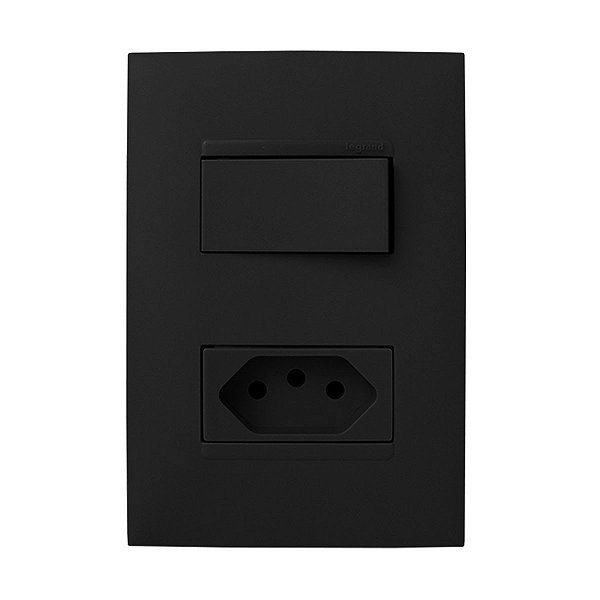 CJ INTERRUPTOR SIMPLES + TOMADA 20A 4X2 - PIAL PLUS + PRETO