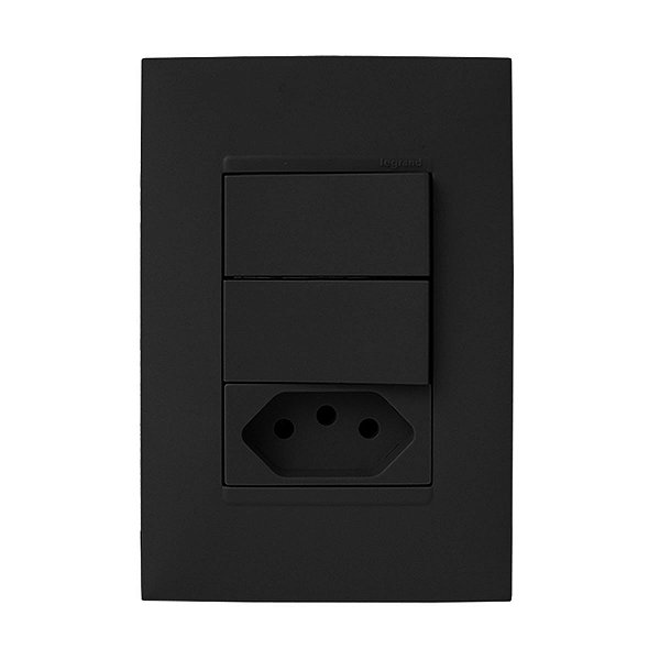 CJ  DUPLO PARALELO + TOMADA 20A 4X2 - PIAL PLUS + PRETO