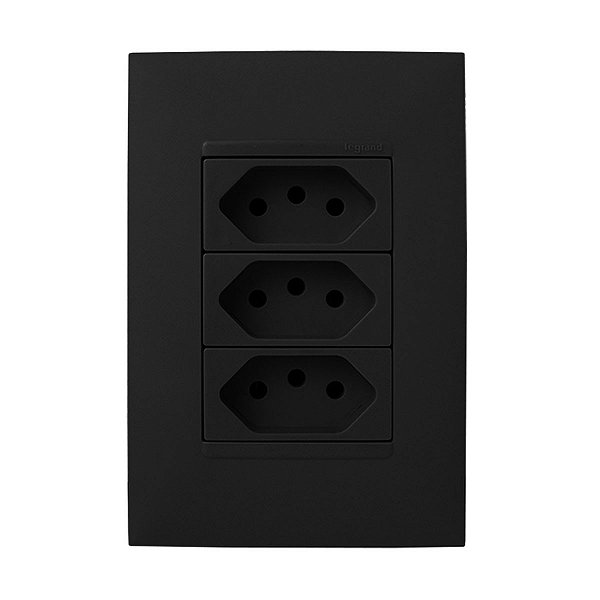 CJ TOMADA TRIPLA 10A 4X2 -PIAL PLUS + PRETO