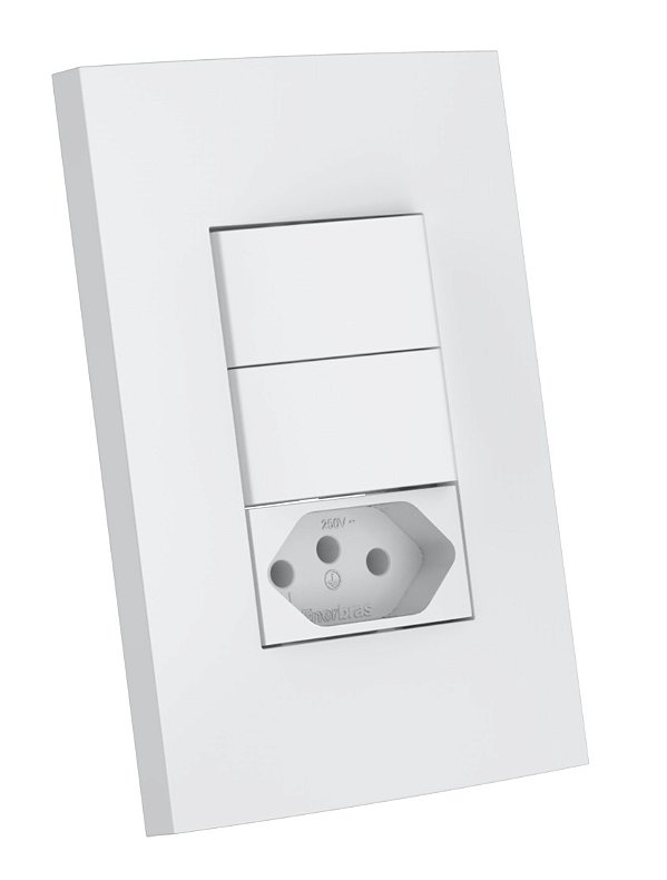 CJ INTERRUPTOR DUPLO PARALELO + TOMADA 10A 4x2 - ENERBRAS DUBAI BRANCO