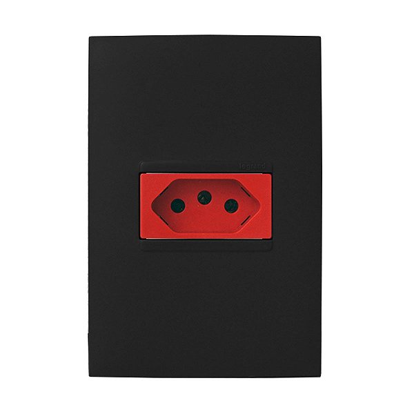 CJ TOMADA 20A VERMELHO HORIZONTAL 4X2 - PIAL PLUS + PRETO