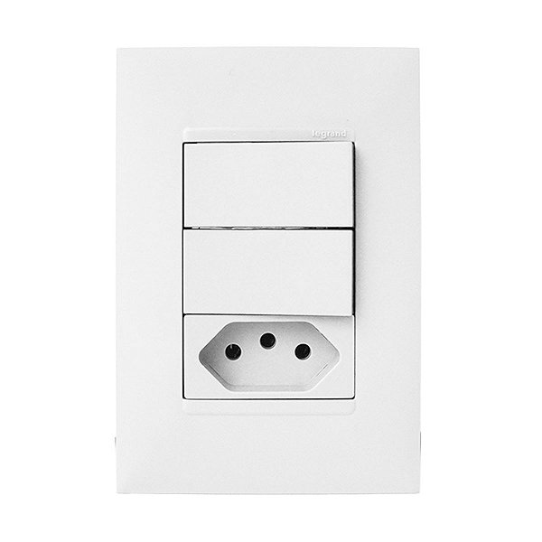 CJ DUPLO PARALELO + TOMADA 10A 4X2 - PIAL PLUS + BRANCO