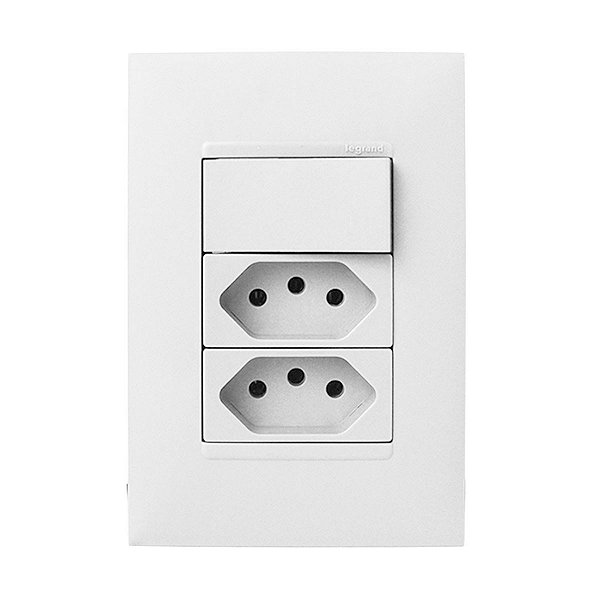 CJ SIMPLES + TOMADA DUPLA 20A 4X2 - PIAL PLUS + BRANCO