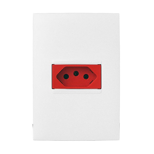 CJ TOMADA 20A VERMELHO HORIZONTAL 4X2 - PIAL PLUS + BRANCO