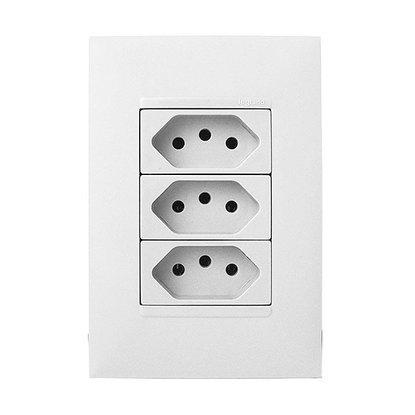 CJ TOMADA TRIPLA 10A 4X2 - PIAL PLUS + BRANCO