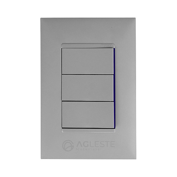 CJ TRIPLO ( 2 SIMPLES + 1 PARALELO) 4X2 - PIAL PLUS + CINZA