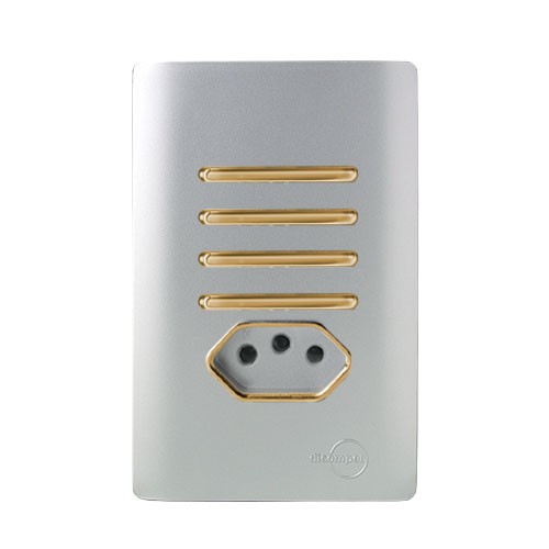 CJ INTERRUPTOR QUADRUPLO SIMPLES + TOMADA 10A 4X2 - NOVARA PRATA GOLD