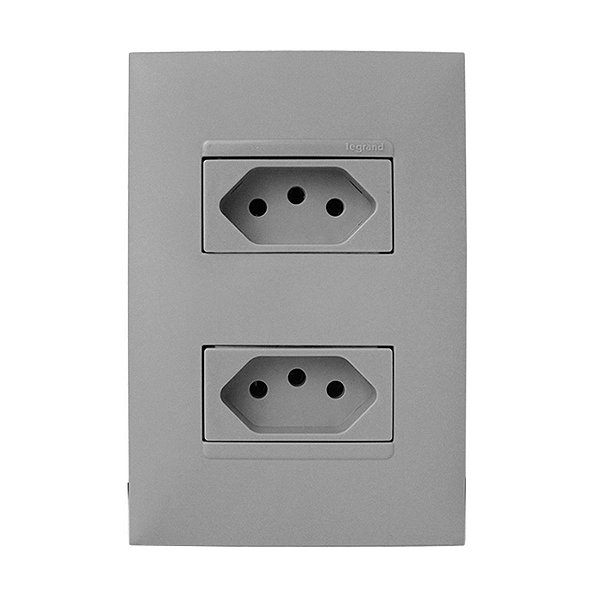 CJ TOMADA DUPLA 10A 4X2 - PIAL PLUS + CINZA