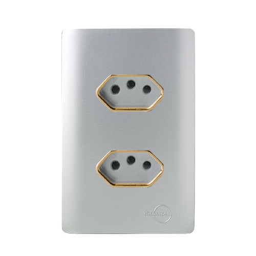 CJ TOMADA DUPLA 10A 4X2 - NOVARA PRATA GOLD