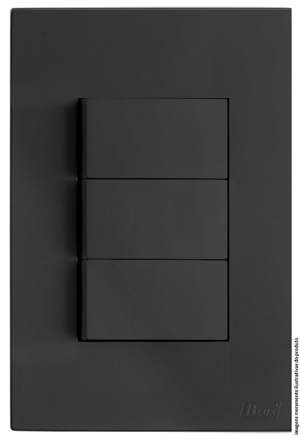 CJ INTERRUPTOR TRIPLO (2 PARALELO + 1 SIMPLES) 4X2 - RECTA GRAFITE SATIN FOSCO