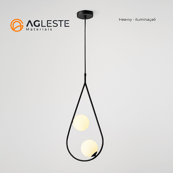 PENDENTE DE TETO LA VILE BLACK 2 LAMPADAS 2XG9 - HEVVY