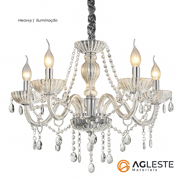 LUSTRE VALENTINA TRANSPARENTE PARA 5 LAMP - HEVVY
