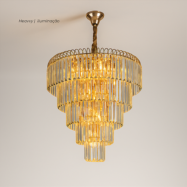LUSTRE VERSAILLES CROMADO + CRISTAL + CLEAR DE 8XE14 - HEVVY
