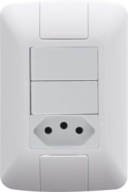 CJ INTERRUPTOR DUPLO SIMPLES + TOMADA 10A 4X2 - TRAMONTINA ARIA