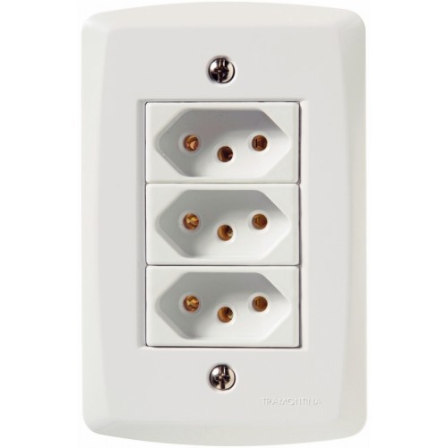 CJ TOMADA TRIPLA 20A BRANCO 4X2 - TRAMONTINA LUX2
