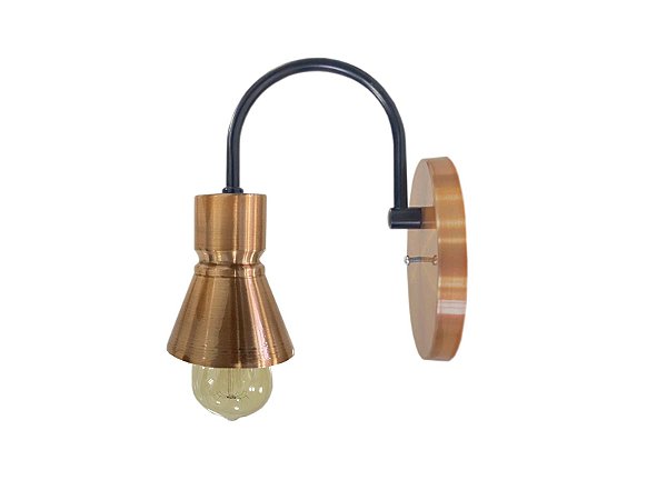 ARANDELA ALUMINIO IRLANDA COBRE COM PRETO 1 LAMP - NACIONAL