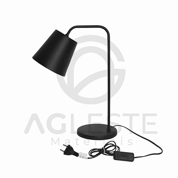 ABAJUR RAVENA 01 LÂMPADA E27 PRETO - T.Y
