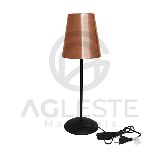ABAJUR AMBIENTE 01 LÂMPADA E27 PRETO/COBRE - T.Y ILUMINAÇÃO