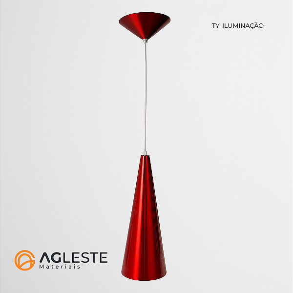 PENDENTE CONE SEM FURO VERMELHO METALICO/BRANCO - T.Y