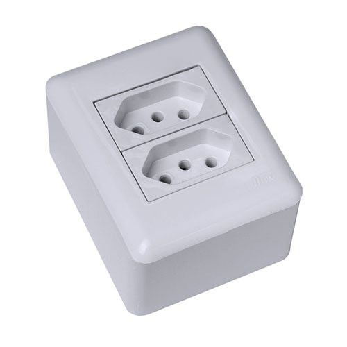 MT - CJ TOMADA DUPLA 10A SOBREPOR MONTADO - BLUX OVERLAP BRA