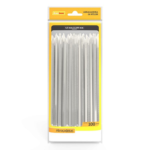 ABRAÇADEIRA DE NYLON 4,5MM X 200MM BRANCO  - ENERBRAS - A45-