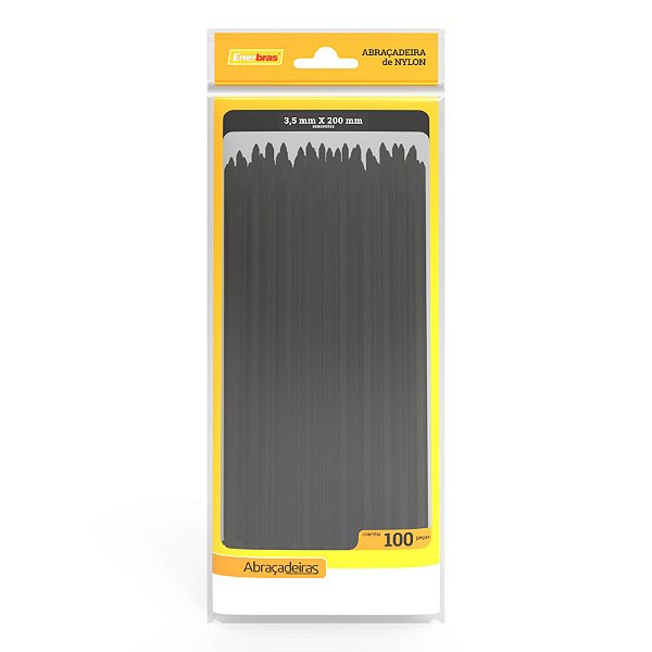 ABRAÇADEIRA DE NYLON 3,5MM X 200MM PRETO - ENERBRAS