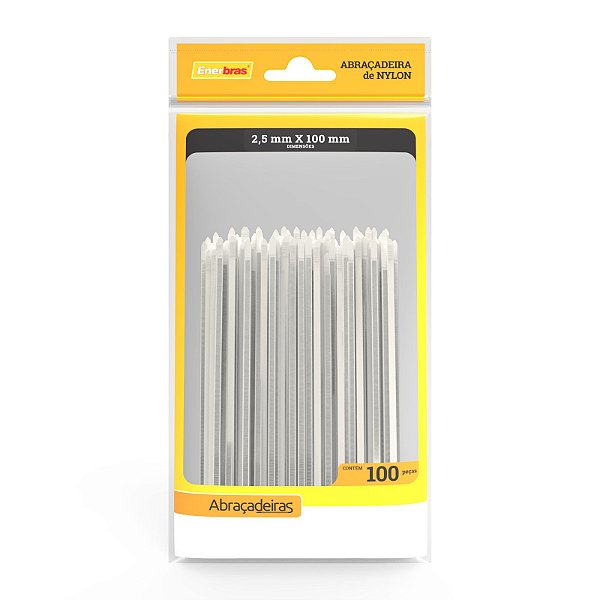 ABRAÇADEIRA DE NYLON 2,5MM X 100MM BRANCO - ENERBRAS - A25-E