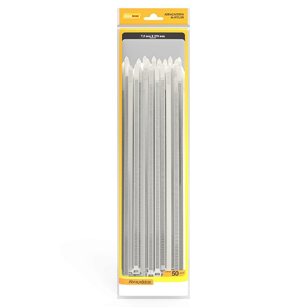 ABRAÇADEIRA DE NYLON 7,5MM X 370MM BRANCO 50 PEÇAS - ENERBRA