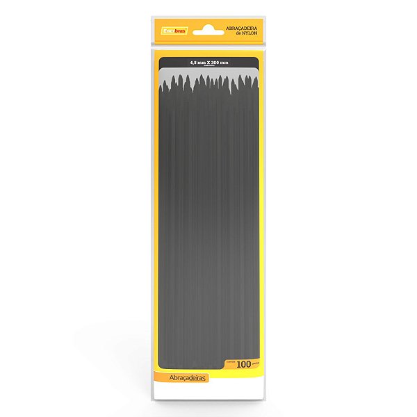 ABRAÇADEIRA DE NYLON 4,5MM X 300MM PRETO 100 PEÇAS - ENERBRA