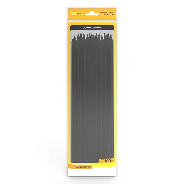 ABRAÇADEIRA DE NYLON 3,5MM X 300MM PRETO 100 PEÇAS  ENERBRAS