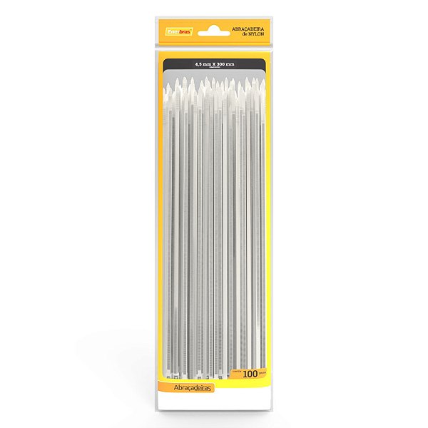 ABRAÇADEIRA DE NYLON 4,5MM X 300MM BRANCO 100 PEÇAS ENERBRAS