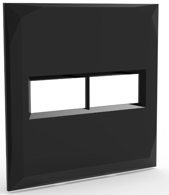 PLACA P/ 2 MODULOS COM SUPORTE 4X4 - ENERBRAS DOHA PRETO