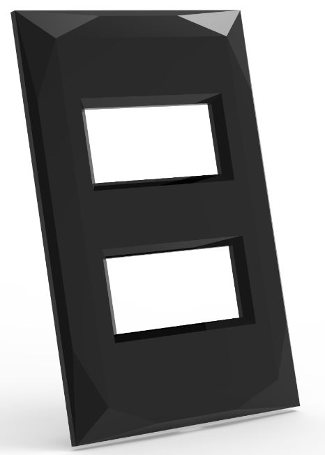 PLACA P/ 2 MODULOS SEPARADOS COM SUPORTE 4X2 - DOHA PRETO