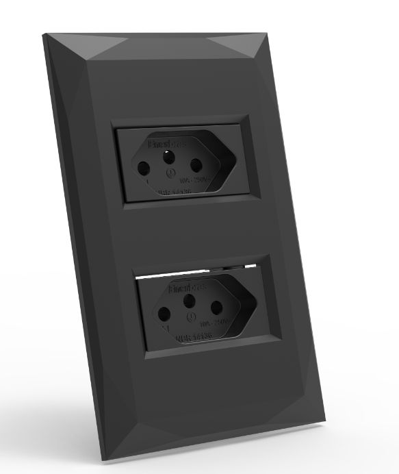 MT- CJ TOMADA DUPLA 10A MONTADO 4X2 - DOHA PRETO