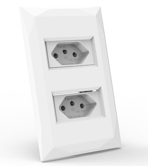 MT - CJ TOMADA DUPLA 10A MONTADO 4X2 - DOHA BRANCO