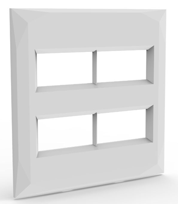 PLACA P/ 4 MODULOS SEPARADOS COM SUPORTE 4X4 - DOHA BRANCO