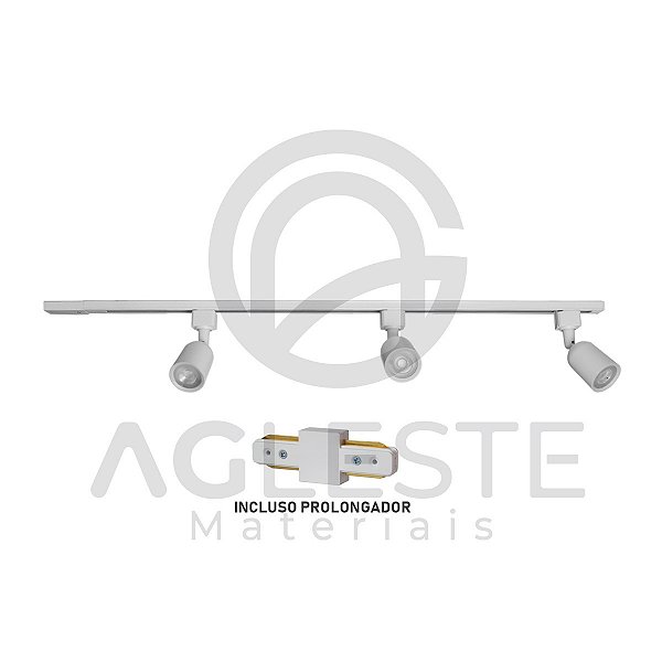 KIT TRILHO COM 3 SPOT 5W 6000K BIVOLT BRANCO - LUMINATTI