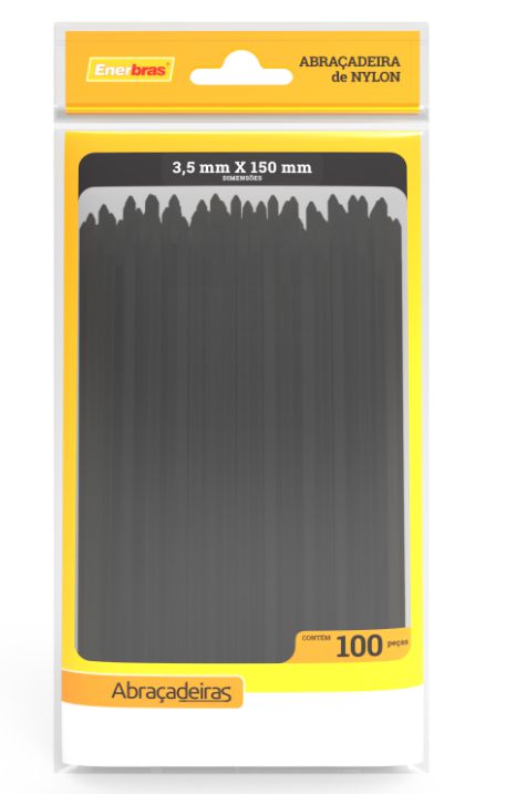 ABRAÇADEIRA DE NYLON 3,5MM X 150MM PRETO 100 PEÇAS  ENERBRAS