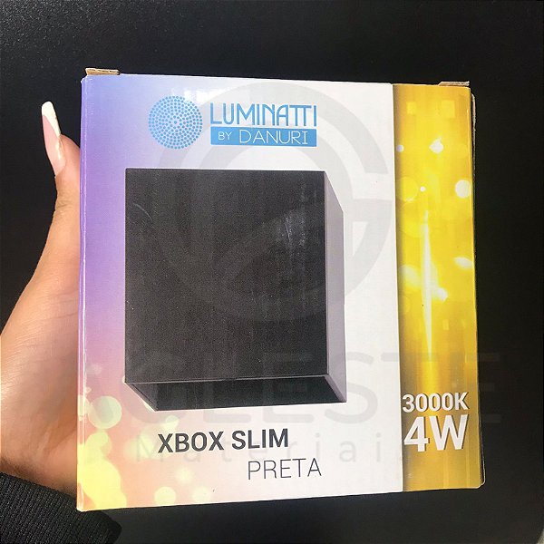 ARANDELA LED XBOX SLIM PRETO 4W 3000K BIVOLT - LUMINATTI
