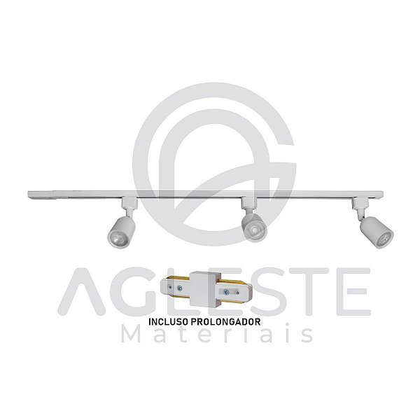 KIT TRILHO COM 3 SPOT 5W 3000K BIVOLT BRANCO - LUMINATTI