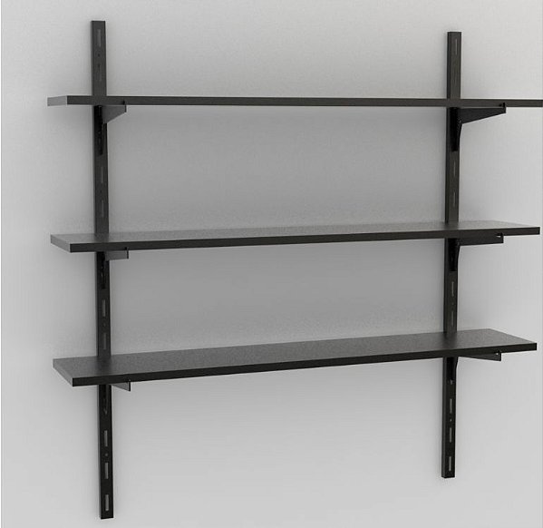 KIT PRATELEIRA MULTIUSO 90X25 COMPLETO PRETO - BRASFORMA