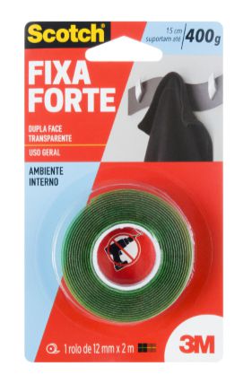 FITA DUPLA-FACE 3M FORTE TRANSPARENTE 12MM X 2M - SCOTCH