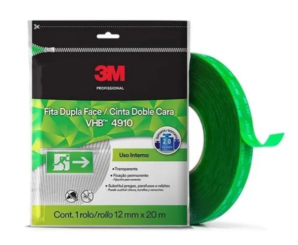 FITA DUPLA-FACE VHB TRANSPARENTE 12MM X 20M - 3M