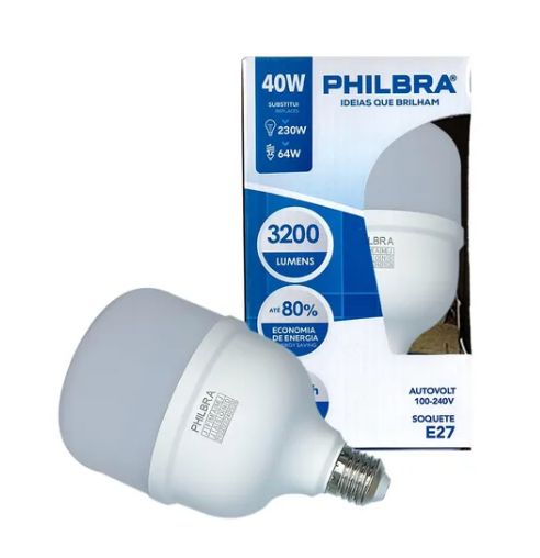 LAMPADA ALTA POTENCIA BULBO 40W BRANCO FRIO - PHILBRA