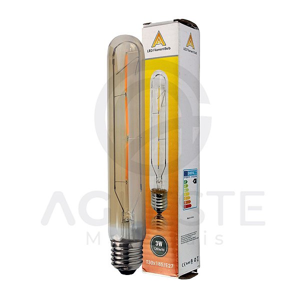 LAMPADA FILAMENTO T30X185 3W AMBAR 120LM/W E27 - AAATOP