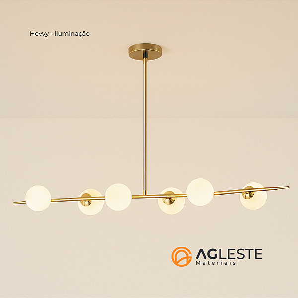 PENDENTE DE TETO LOUISE H6XG9 6 LAMPADAS - HEVVY