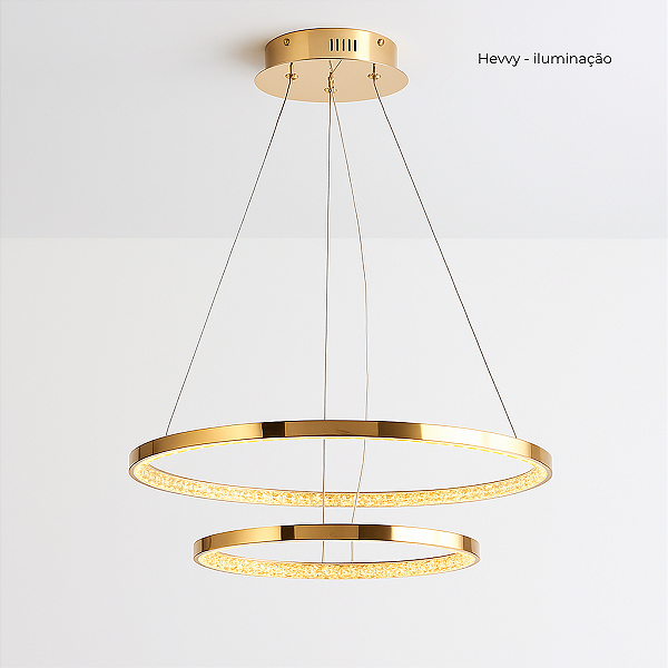 PENDENTE LED MILANO GOLD COM 2 ANÉIS - HEVVY