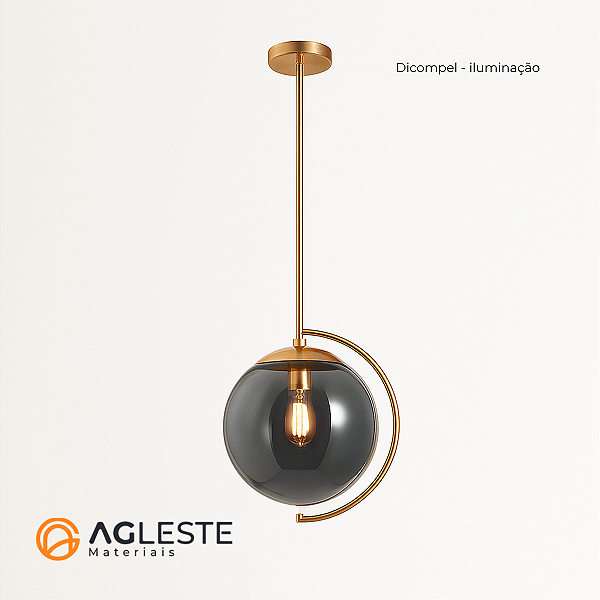 PENDENTE ORBIS "C" 1L E27 SMOKY E GOLD - HEVVY