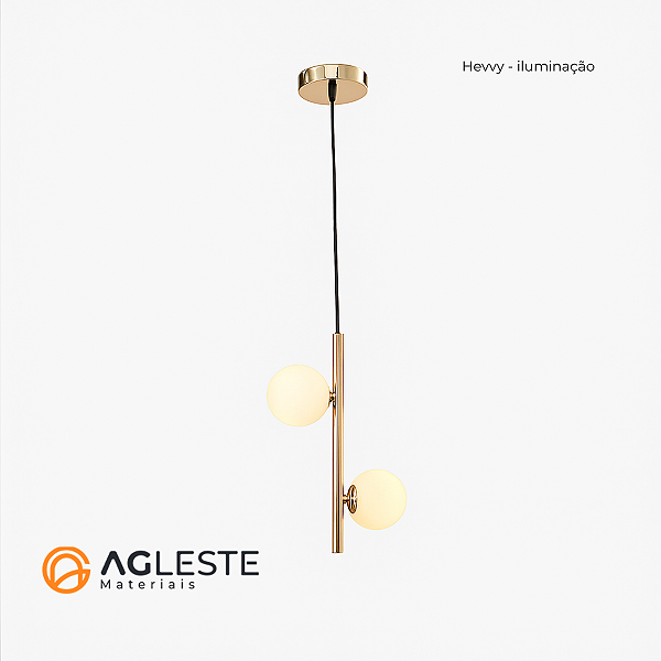 PENDENTE LOUISE 2XG9 DE TETO 2 LAMPADAS - HEVVY
