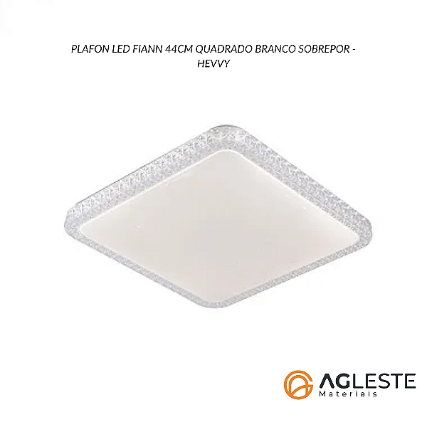 PLAFON LED FIANN 44CM QUADRADO BRANCO SOBREPOR - HEVVY